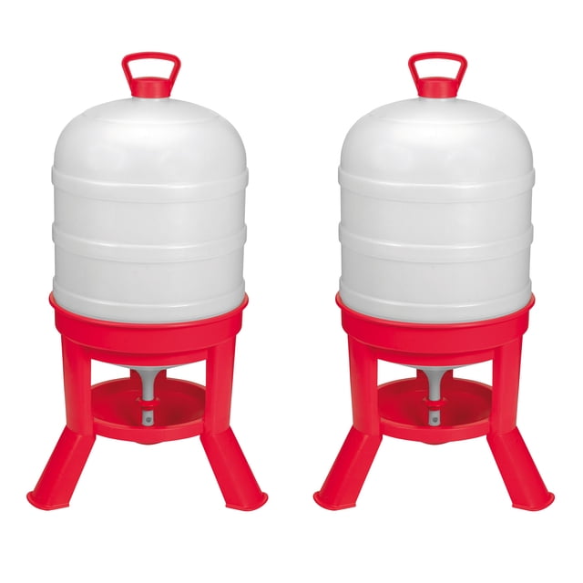 Little Giant 10 Gallon Tank Heavy Duty Poultry Chicken Gravity Waterer (2 Pack)