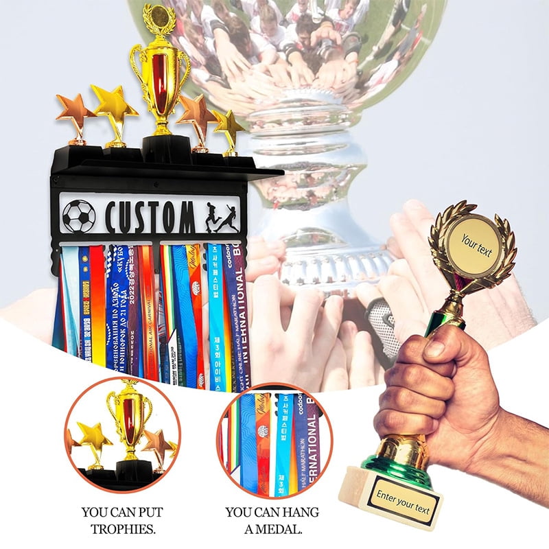 Custom Medal Display Rack - Wall Mounted Metal Trophy Stand with Multi - Function for Medal Ribbon, Trophy Award, Sports Competition, Home Decor, Office Display