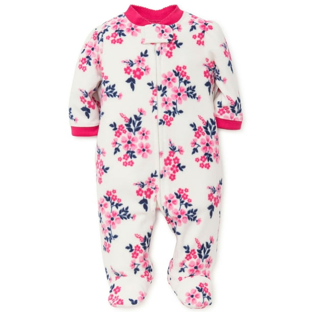 Flower Blanket Sleeper Fleece Kids One Piece Footed Pajama White 18m Infant Fleece Footed Sleeper For Girls Footie Walmart Com