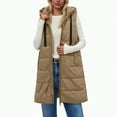 thumbnail image 4 of Towmus Women's Long Puffer Vests Hoodies, Winter Quilted Zip Up Sleeveless Jackets, Casual Warm Zip Up Front Fall Tops, Stand Collar Fleece Coats with Pockets, 4 of 8