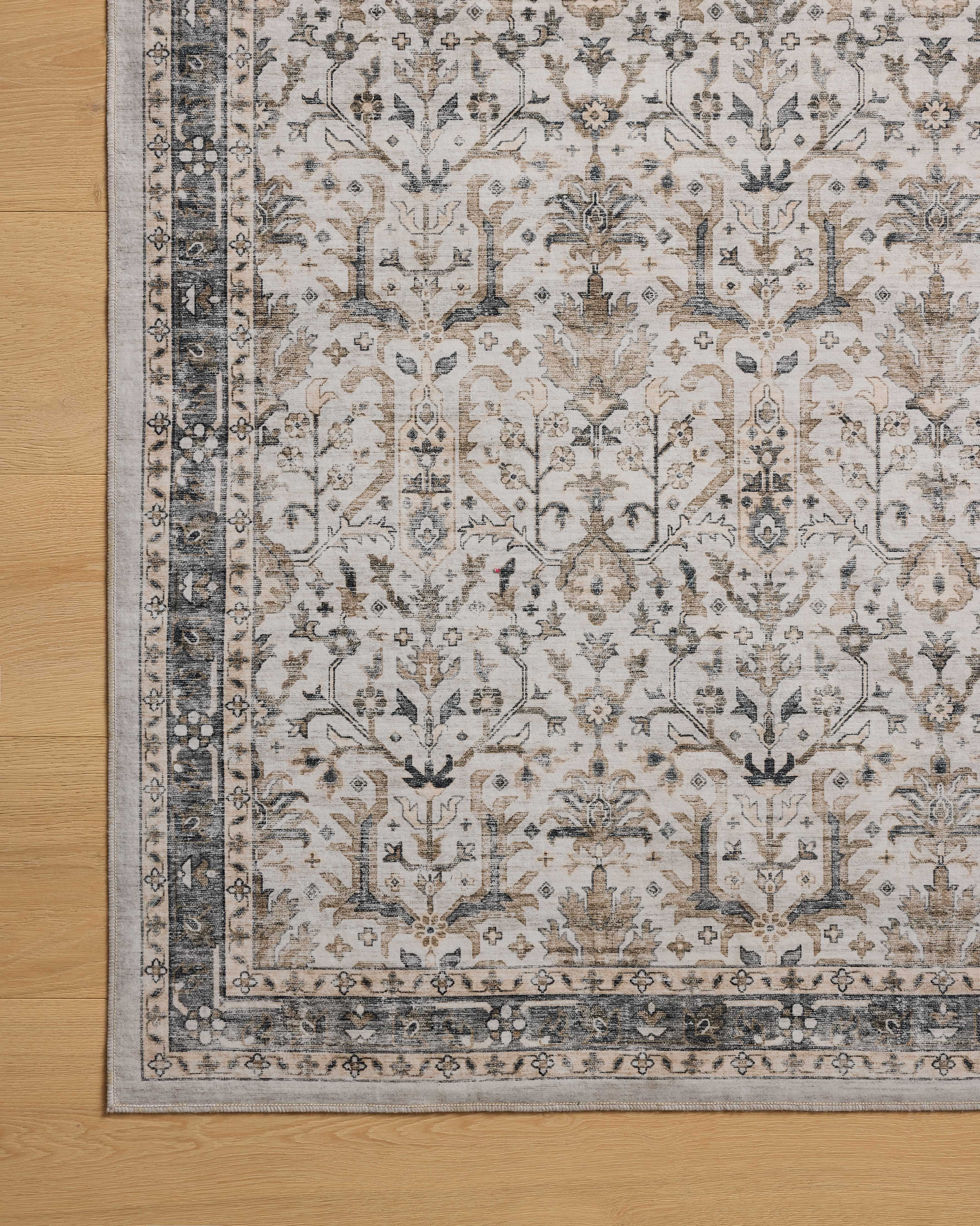 Machine Washable Area Rug 5x7, Loloi Anniston Ivory / Stone (5' x 7'6")