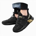 thumbnail image 3 of CAUYDY Kids Sneakers for Girls Boys – Lightweight Mesh Athletic Shoes with Hook & Loop Closure, Non-Slip Sole, Breathable Running & Walking Shoes for Little Kid, Big Kid(L101-Gold,12), 3 of 9