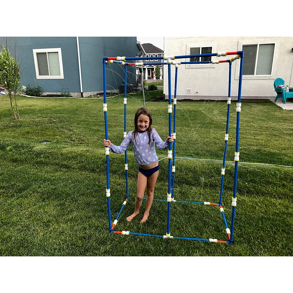 Funphix Medium Sprinklers Set with Poles and Hose Outdoor Construction Fun for Kids with Water