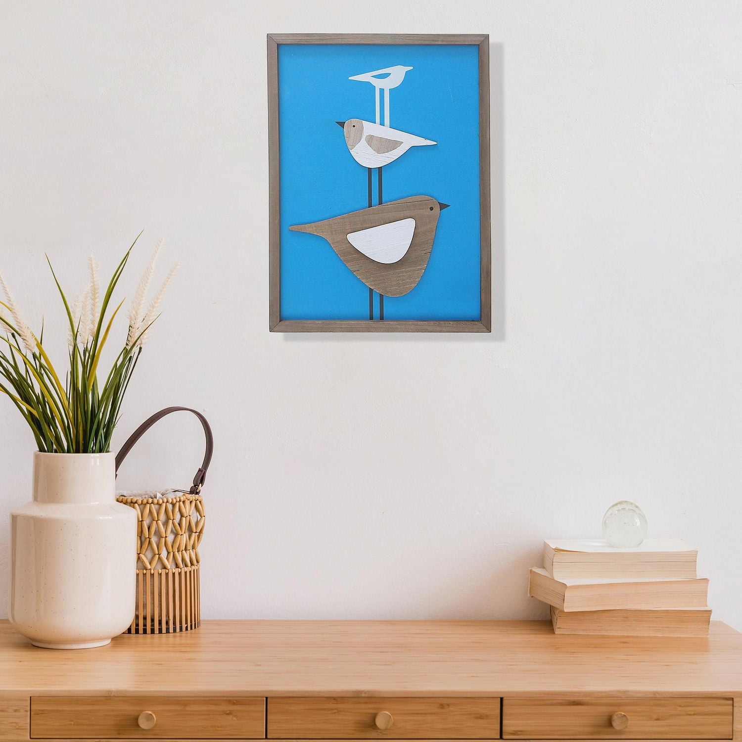 Signe D'Oiseau Triple Encadré En Bois