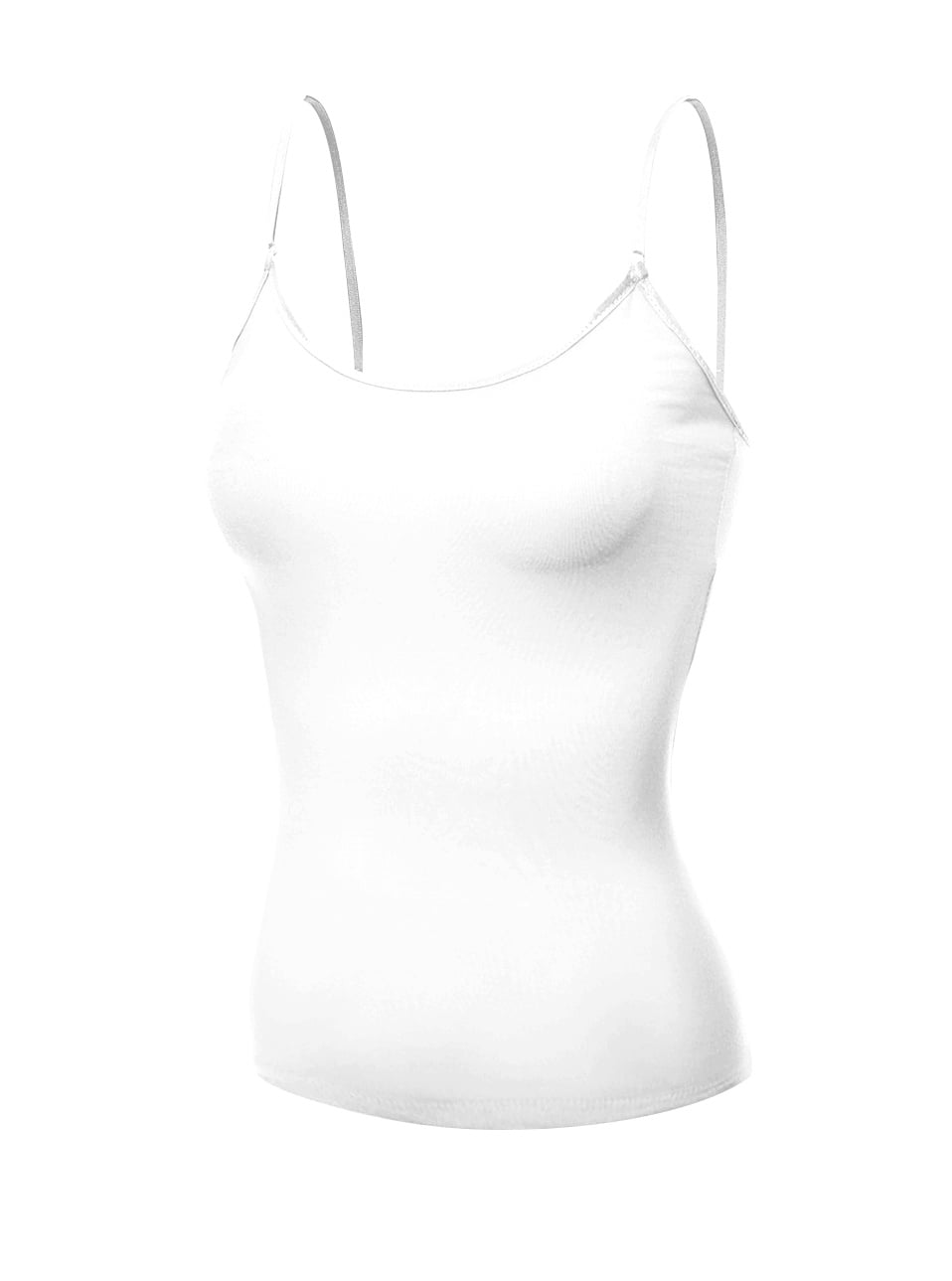 Basic Women Short Cami BuiltIn Shelf Bra White, L
