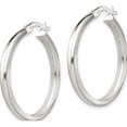 thumbnail image 3 of Sterling Silver Polished Beveled Edge 4mm Hoop Earrings (31.2 X 29) Made In India qe13182, 3 of 6