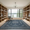thumbnail image 2 of ODIKA 9'x12' Navy Blue Charcoal Medallion Traditional Washable Area Rug Intricate Geometric Star Motifs With Decorative Corner Non-Slip, Chair-Friendly for Dining Room, Basement, Large Office, 2 of 7