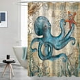 thumbnail image 4 of Funny Blue Ocean Creature Shower Curtains Sets Waterproof Bath Curtains for Bathroom Beach Theme Decor 72" x 72" with 15 Hooks, 4 of 7