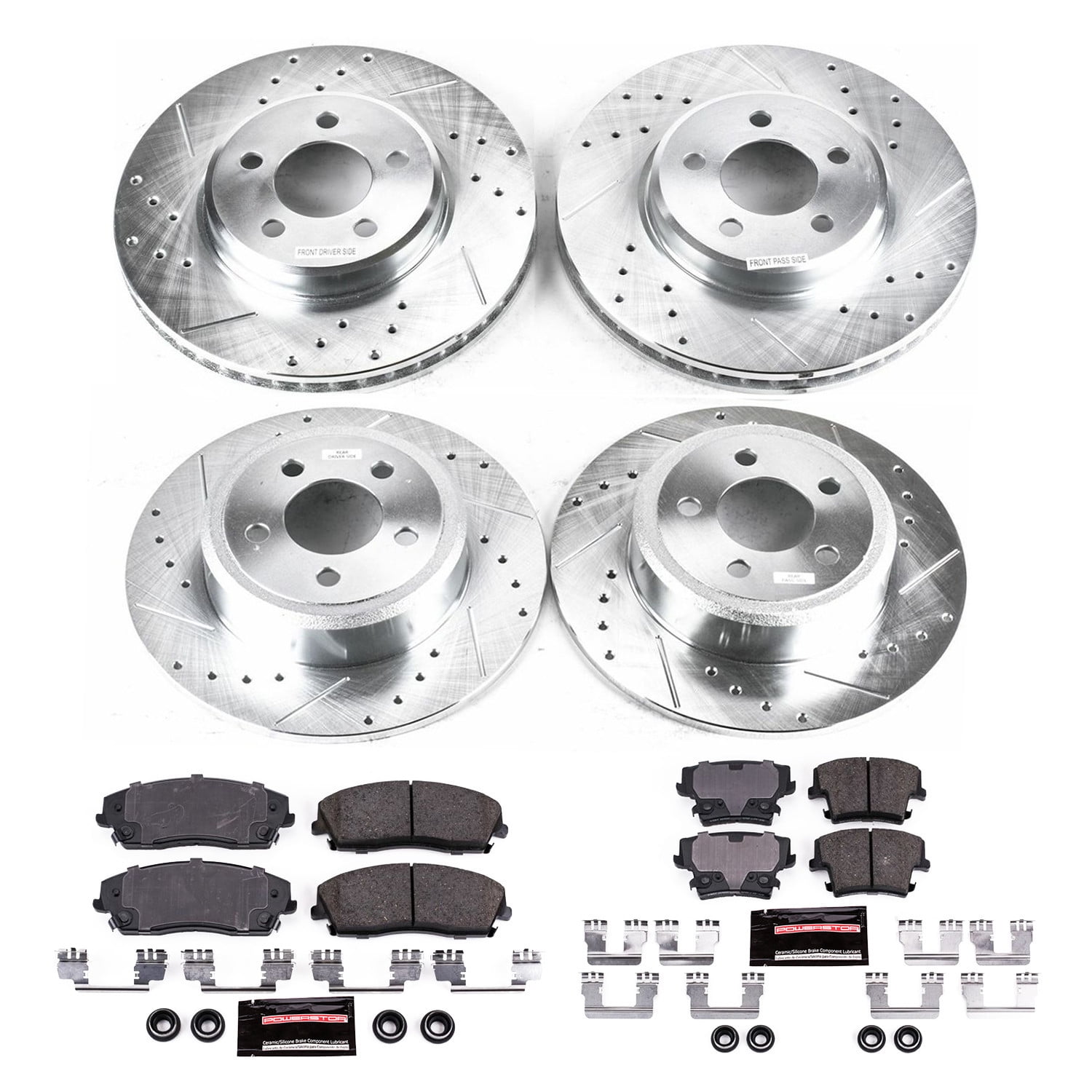PowerStop Front and Rear Z23 Evolution Sport Carbon-Fiber Ceramic Brake Pad and Drilled & Slotted Rotor Kit Fits: CHRYSLER DODGE Select Models K1715
