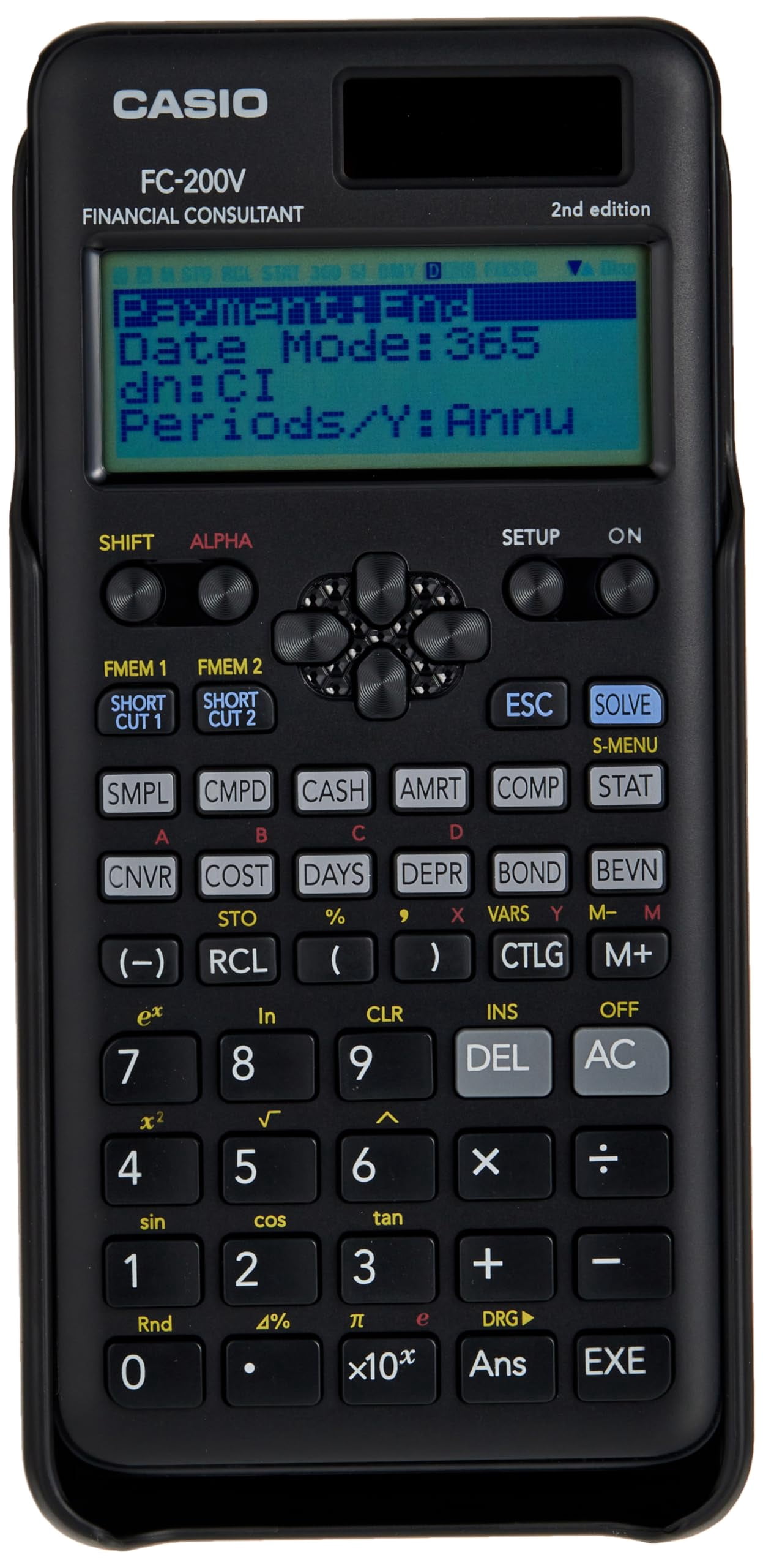 Casio Financial Calculator FC-200V, 4-Line Display, 10+2 Digits