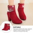 thumbnail image 6 of IBASETOY 1 Pair of Decorative Bridal Heel Boot Red PU for Autumn Winter Events, 6 of 7