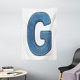 thumbnail image 1 of Letter G Tapestry, Modern Denim Font Typeset Character Jeans Cloth with Stitches Uppercase Print, Wall Hanging for Bedroom Living Room Dorm Decor, 40W X 60L Inches, Blue Yellow, by Ambesonne, 1 of 2