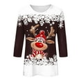 thumbnail image 4 of larppty 3/4 Length Sleeve Women Tops Crew Neck Blouses Dressy Casual Christmas T Shirts Loose Fit Holiday Clothes (Brown, XL), 4 of 4