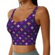 thumbnail image 2 of Balery Purple Mardi Gras Sujetadores deportivos con espalda cruzada para mujer, acolchados, sin costuras, de alto impacto, ideales para yoga, gimnasio, entrenamiento y fitness.-Large, 2 of 8