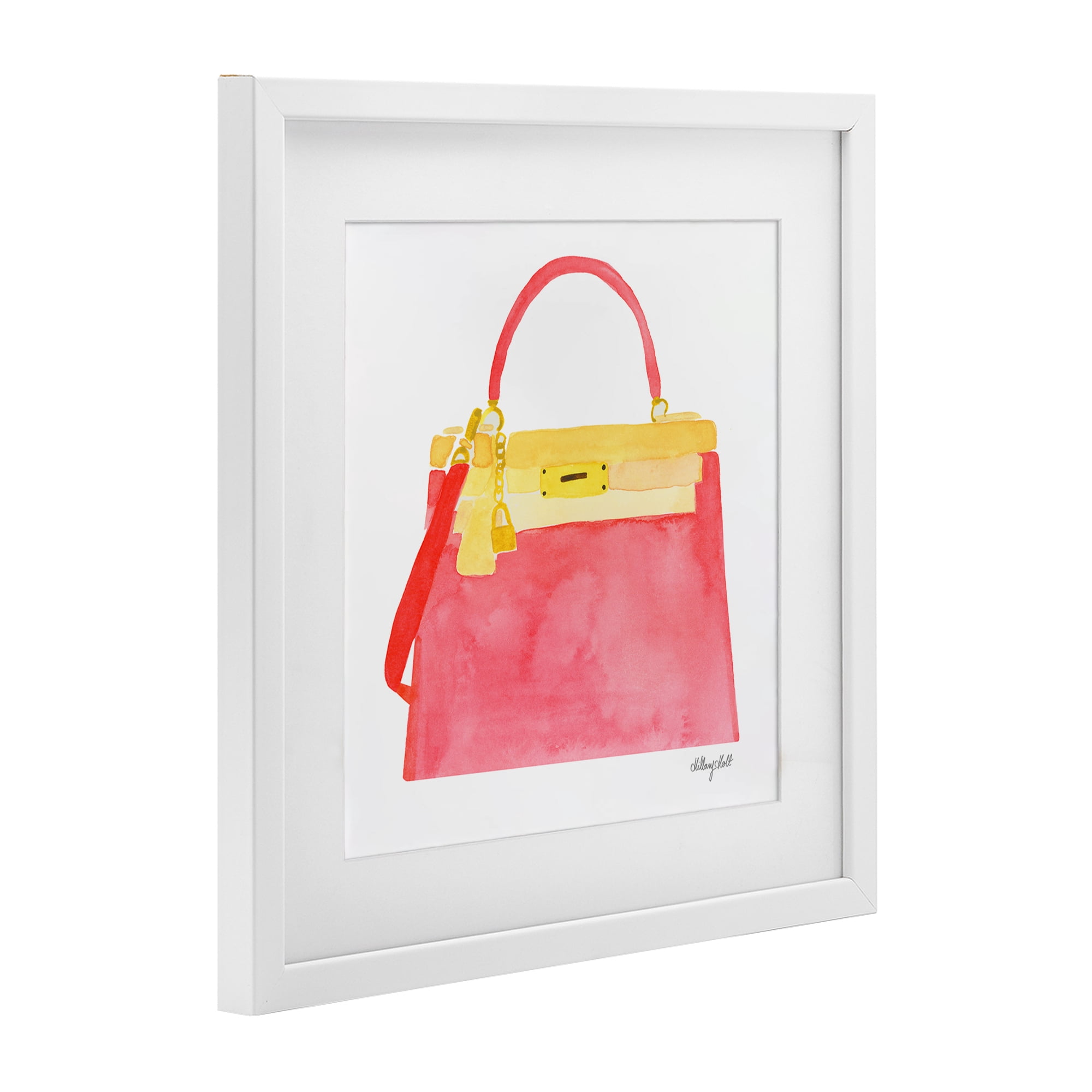 Stupell Industries Elegant Coral Handbag White Framed Print Under Glass, design by Hillary Holt
