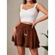 thumbnail image 2 of Pantalones de falda con volantes de doble capa for mujer, con cintura elástica y cordón, pantalones de falda informales antiexposición deportivos, 2 of 7