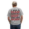 thumbnail image 3 of Creative 2D Printed "I WAS A MAN TRAPPED IN A ..." Mens T Shirt Casual Blouse Soft Tops For Men Solid Color Blouse For Men Daily Wear,L,Light Gray, 3 of 6