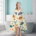 thumbnail image 6 of Beige Dinosaurs Plants Leaves Pattern Hooded Bath Towel，60"x35" for Ages 3 To 12 Kids, Quick Dry Lightweight Soft Microfiber Hood Beach Towel Cover Up for Kids, 6 of 7