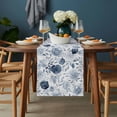thumbnail image 2 of Blue Flowers Table Runner - 108 Inch Long, Kitchen Dining Table Runner Dresser Scarves, Watercolor Rustic Retro Floral Leaf Vines Farmhouse Decor for Coffee Tables Wedding Party Banquet, 2 of 8
