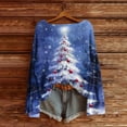 thumbnail image 2 of yardsong Long Sleeve for Women Sweater - Imitation Knitted Shirts Boat Neck Xmas Tree Graphic Holiday Pullover Christmas Tops Navy,S, 2 of 5