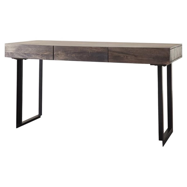 Mod-Arte Glide Modern Hard Wood and Iron Office Desk in Mango Olive Gray