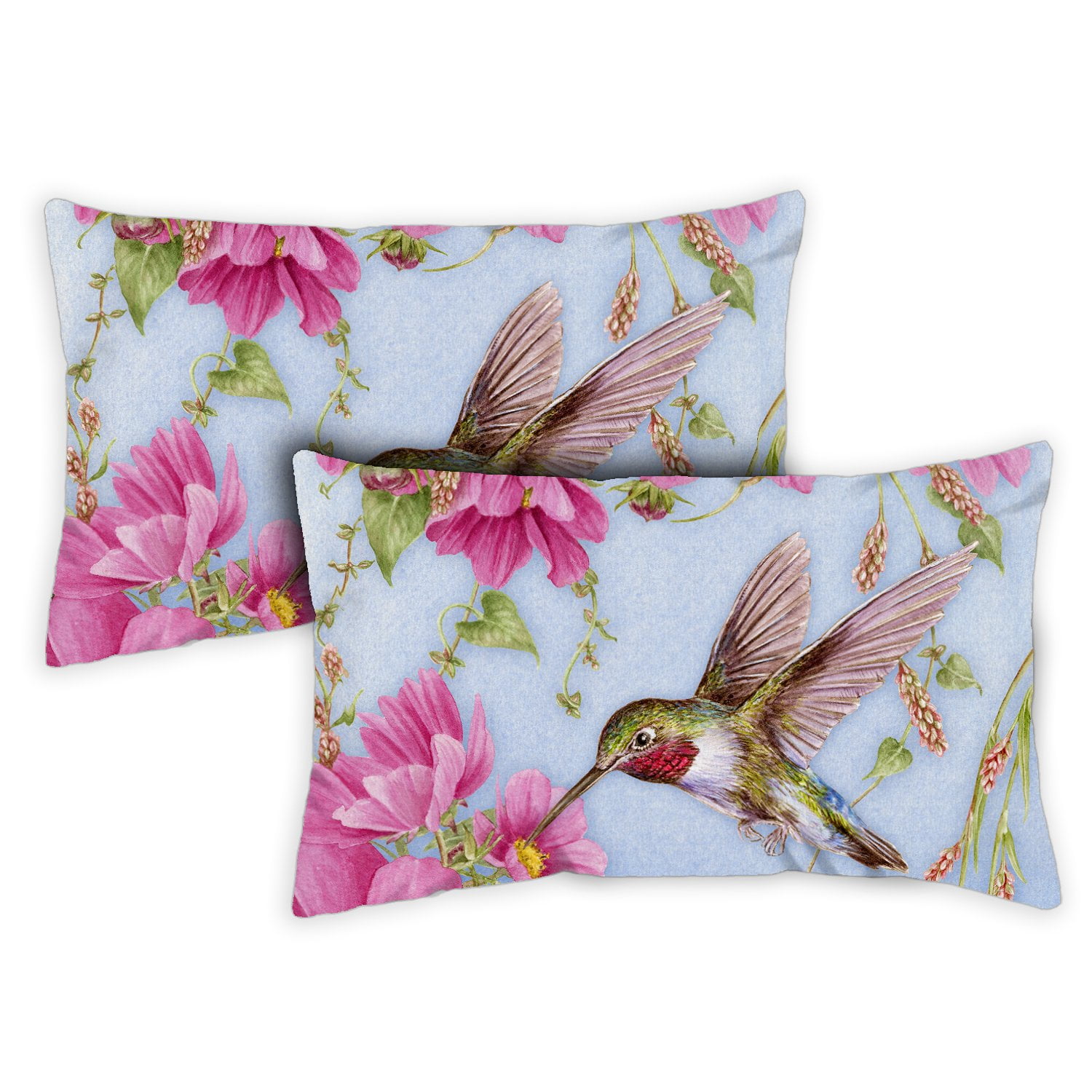 Toland Home Garden Set of 2 Hummingbirds with Pink Spring Pillow Covers