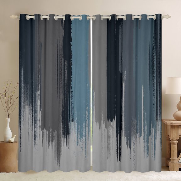 Manfei Blue Gray Ombre Blackout Curtains Set of 2 (52x84 Each), Watercolor Artwork Window Curtains, Vintage Oil Painting Curtains and Drapes, Luxury Home Decor