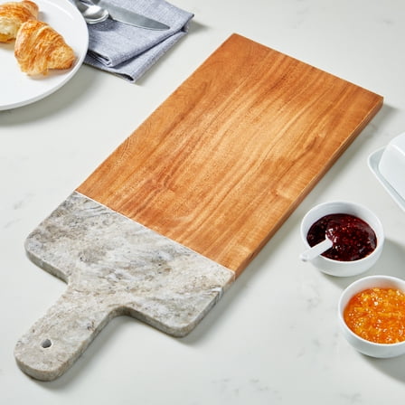 Better Homes & Gardens Natural Acacia Wood and Marble Charcuterie Board, One Size