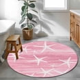 thumbnail image 4 of Round Area Rugs Collection 3 Ft, Pink Coastal Non-Slip Residential Carpet, Summer Ocean Waves Ombre Sea Starfish Indoor Crawling Mats Doormat Runner Rugs Play Mat forBedroom, 4 of 9