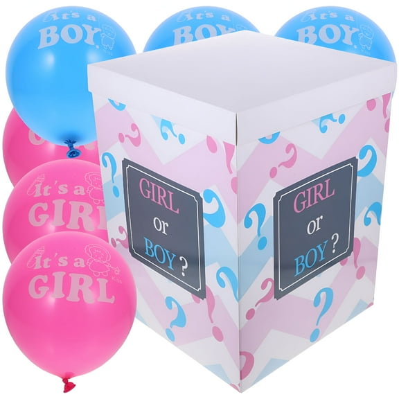 BESTSKY Gender Reveal Balloon Box - 3 Blue & 3 Pink Balloons - 15.72x11.79