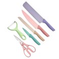 thumbnail image 4 of Juego de cuchillos coloridos con mango de PP, cubiertos de cuchillo de cocina de alta nitidez con pelador y tijera para el hogar, 4 of 8