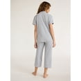 thumbnail image 3 of Joyspun Women's Cotton Blend Notch Collar Top and Capri Pants Pajama Set, 2-Piece, Sizes S to 4X, 3 of 5
