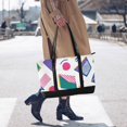 thumbnail image 4 of FORMRS Canvas Laptop Tote Bag for Women with 15.6" Computer Compartments Shoulder Handbag, Green Retro Shapes, 4 of 7