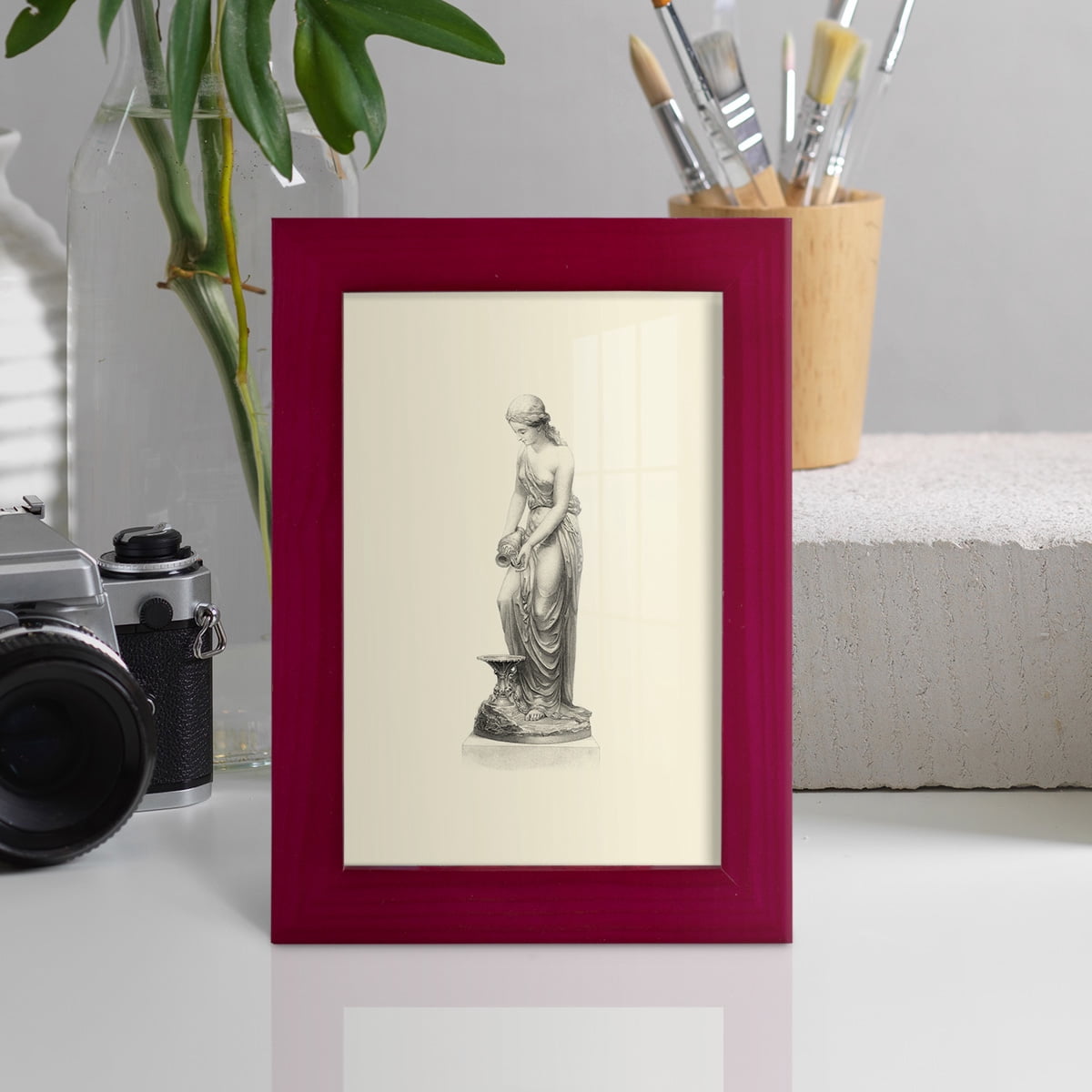 Classical Statuary II -Framed Print w/glass-Cherry Red