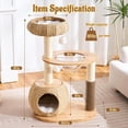 thumbnail image 3 of 38" Modern Cat Tree Tower for Indoor Cats, Solid Wood Cat Furniture with Handwoven Rattan Basket Bed & Cave, Capsule Nest, Sisal Scratching Posts and Self-Groomer, Space-Saving Cat Condo, 3 of 9