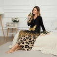 thumbnail image 3 of Xoenoiee Butterfly Leopard Glitter Print Long Nightgowns for Women Long Sleeve Sleepshirt Button Sleep Dress Mumu Dress V Neck Sleepwear Plus Size, 4XL, 3 of 7
