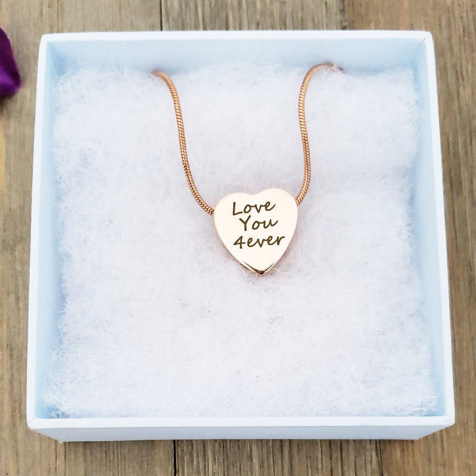Rose Gold Dangling Heart Cremationa Jewelry, Memorial Necklace Ash Necklace, Pet Ashes Heart Necklace, Ashes Holder Heart Urn Holder, with Filling Kit and Velvet Jewelry Box [Rose Gold, No Engraving]