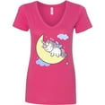 thumbnail image 3 of Inktastic Unicorn Moon Women's V-Neck T-Shirt, 3 of 5