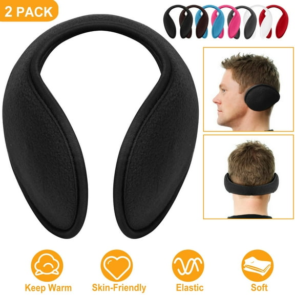 2Pcs Unisex Winter Ear Warmers for Winter Running Walking Dog Travel, Behind-the-Head Earmuffs