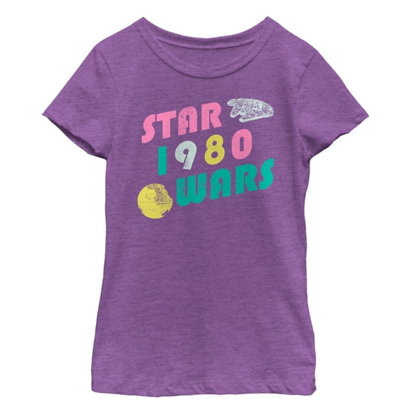 Girl's Star Wars 1980 Logo  Graphic Tee Purple Berry Medium