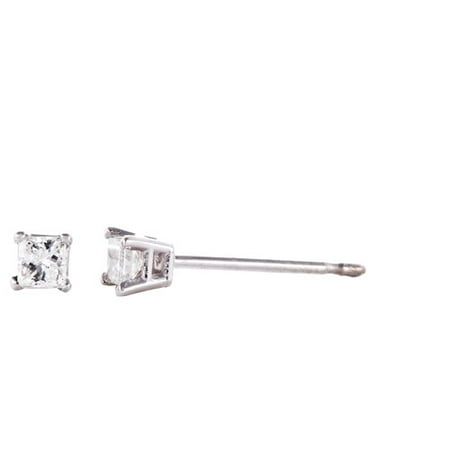 1/10 Carat T.W. Princess Cut Diamond 10kt White Gold Stud Earrings