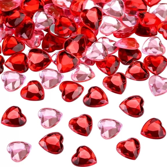 Youersen 3D Red Acrylic Heart Baubles for Valentine's Day, Romantic Crystals for Table Settings, Vase Fillers, and Craft Accessories