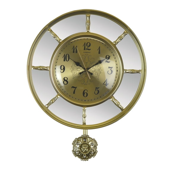 Three Star ZP920 21 x 16 in. Gold Wall Clock With Mirror & Pendulum