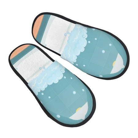 

Jgfou Bathtub with Soap Bubbles Print Womens Cozy Memory Foam Slippers Soft Warm Slip On House Slippers Anti-Skid Rubber Sole Creative Gifts for Women Mom Girlfriend