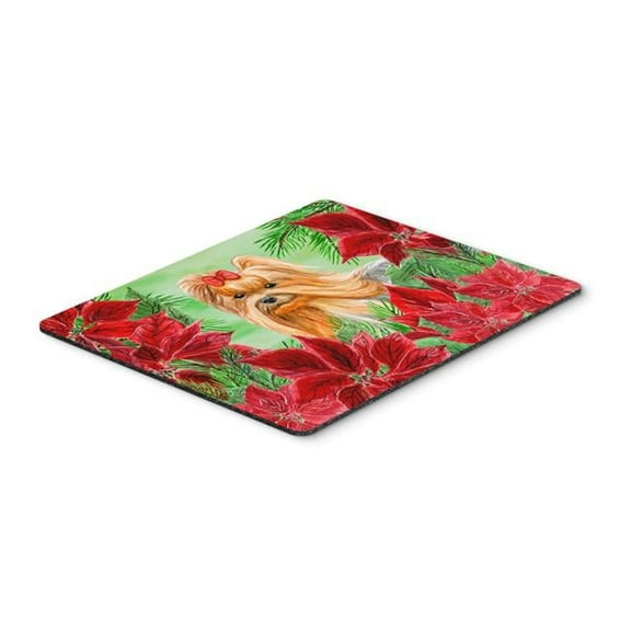 Yorkshire Terrier Poinsettas Mouse Pad, Hot Pad or Trivet