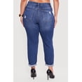 thumbnail image 4 of Women's Plus Size WAX Patch Distressed High Waist Slim Straight Jeans, 4 of 4