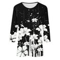 thumbnail image 5 of Floral Print 3/4 Sleeve Tops for Womens Summer Tshirts Casual Crewneck Shirts Fashion Basic Fit Tee, 5 of 5