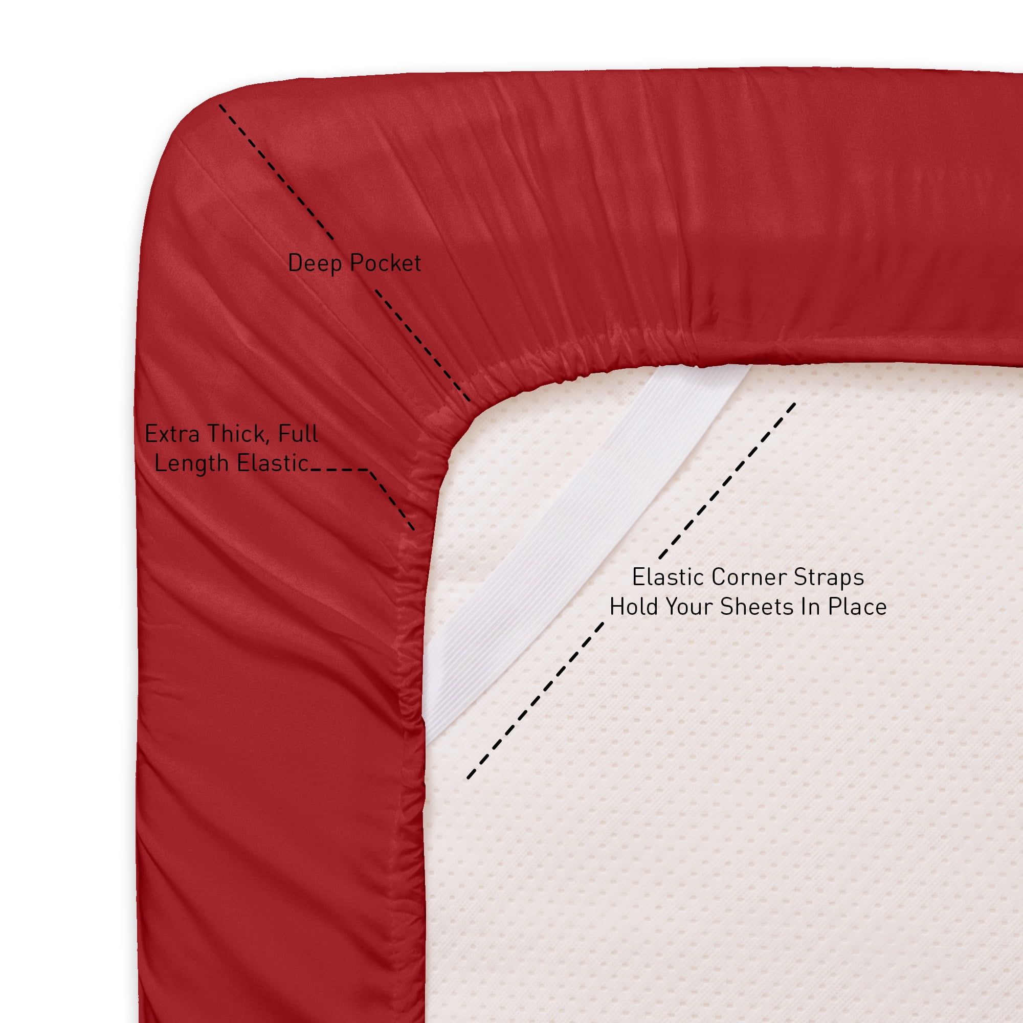 Sweet Home Collection 1800 Series Bed Sheets - Extra Soft Microfiber Deep Pocket Sheet Set - Red, Twin XL