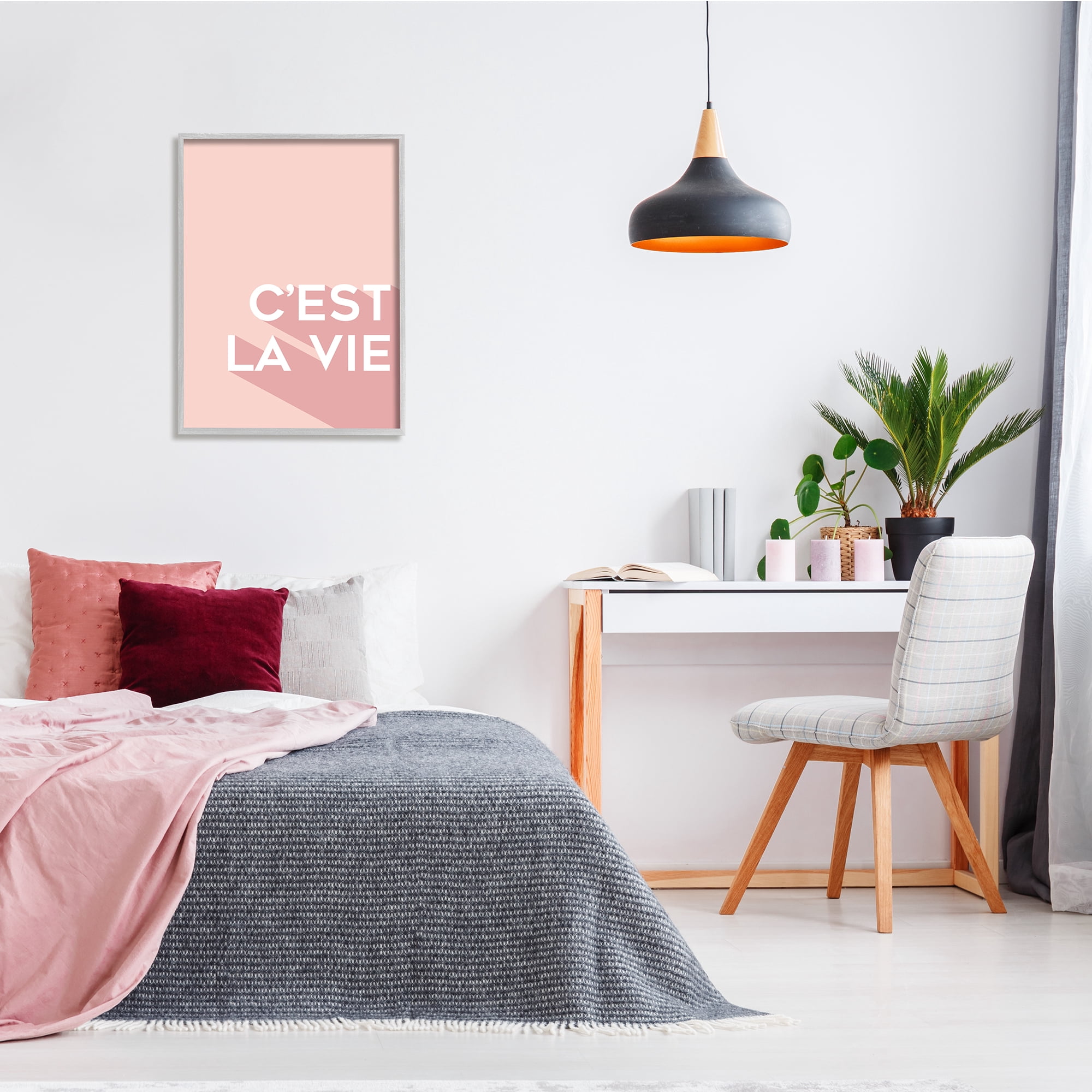 Stupell Industries C'est La Vie French Phrase Pink Pop Typography, 24 x 30, Design by Anna Quach