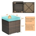 thumbnail image 7 of Topbuy 2 Pieces Patio Ottoman Multipurpose Outdoor Wicker Footstool Storage Box Side Table w/ Solid Metal Frame w/ Removable Cushions Turquoise, 7 of 7